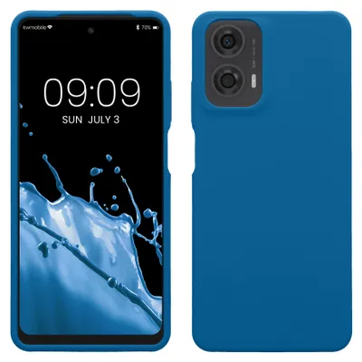 Produktbild von kwmobile Handyhülle für Motorola Moto G24 / E14 / G04 / G04s Hülle - Case Silikon - Kabelloses Laden - Schutzhülle Cover in Blue Reef
