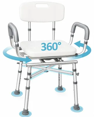 Produktbild von Duschstuhl Badehocker Duschsitz - 360° drehbar - Mit Armlehnen und Rückenlehne - 500 lbs belastbar - Rutschfeste Füße