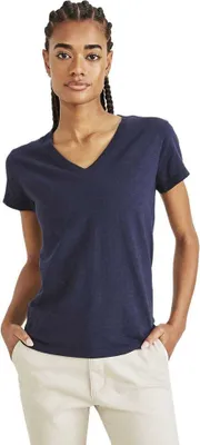 Image de T-shirt à manches courtes Dockers A1759 avec encolure en V Bleu M Femmes Bleu M