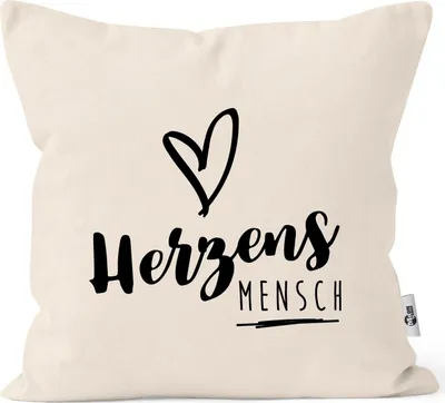 Produktbild von Kissenbezug Herzensmesch Herz Kissenhülle Geschenk Weihnachten Liebe Freundschaft Moonworks® natur unisize
