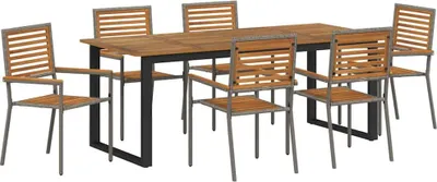 Image de vidaXL Ensemble de jardin pour 7 personnes, gris, en bois d'acacia massif
