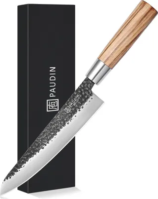 Produktbild von PAUDIN HB4 Kochmesser 20 cm - Japanisches Küchenmesser mit Zebranoholzgriff - Allroundmesser für Fleisch, Fisch, Gemüse und Obst
