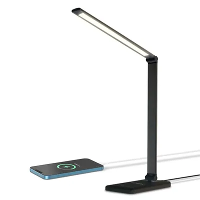 Obrázek produktu pro LED stolní lampa LQWELL® s regulací jasu, kovová konstrukce, 5 barev a 10 úrovní jasu. Noční lampička šetrná k očím s USB nabíjením, dotykovým ovládáním a paměťovou funkcí, vhodná pro děti a kanceláře