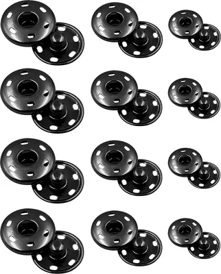 Produktbild von 12 Sätze Druckknöpfe Set, Annähen Druckknöpfe aus Metall 7.5mm/8.5mm/12mm für Geldbeutel, Handtasche, Kleidung, Schuhe, Nähreparatur, Handwerk DIY (Schwarz)