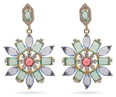 Image de AVANT-GARDE PARIS Boucles d'oreilles pendantes à motif floral vert clair