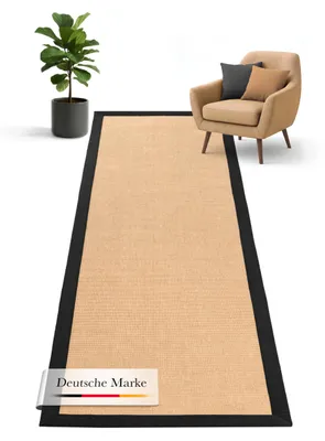Produktbild von Sisalteppich Läufer Schwarz 70x200 cm | Moderner Teppich für Wohn- und Schlafzimmer
