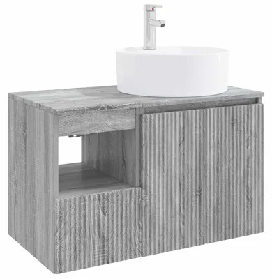 Imagen del producto de vidaXL Juego de muebles de baño, 2 piezas, color gris Sonoma, fabricado en material de imitación madera