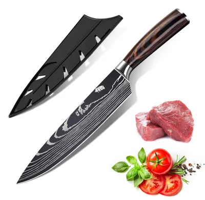 20 cm Kochmesser aus rostfreiem Stahl, scharf, ergonomisch
