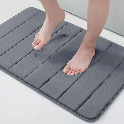 Produktbild von Memory Foam Badezimmer Badeteppiche Saugf?hige Rutschfester Badvorleger Waschbar Badematte - 40 x 60 cm, Dunkelgrau