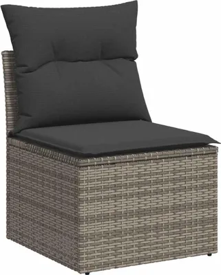 Produktbild von vidaXL Gartensessel ohne Armlehnen mit Kissen Grau Poly Rattan