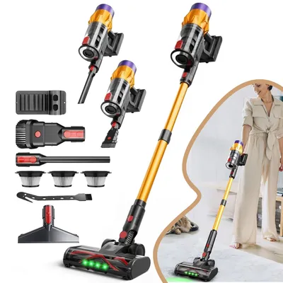 Produktbild von Akku Staubsauger Kabellos, LED Display, Selbststehend, Anti-Tangle Akkusauger, Ideal für Tierhaare, Teppiche und Hartböden