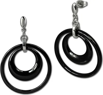 Produktbild von Amello Damen Edelstahl Keramik silberfarben schwarz glänzend Ohrschmuck D2ESOX05S