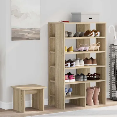 Produktbild von Möbel Schuhschrank 2 Stk. 62 x 35 x 100 cm Holzwerkstoff Sonoma-Eiche - Schuhregale &56625