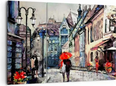 Produktbild von Bild auf Leinwand - Leinwandbild - Stadt Straße Haus - 105x70cm - Wand Bild - Wanddeko - Wandbilder - Leinwanddruck - Bilder - Kunstdruck - Wanddekoration - Leinwand bilder - Wandkunst - CE105x70-3940