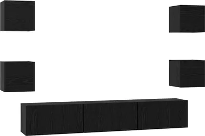 Immagine prodotto di vidaXL Set di mobili per TV 7 pezzi in rovere nero con materiale a base di legno
