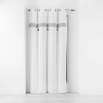 Obrázek produktu pro Závěs s očky, bavlněný AMAYA, 140 x 240 cm, s orientálním vzorem a šedými třásněmi