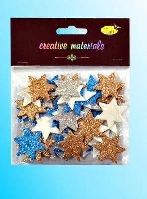 Produktbild von Bunte Glitzerschaumstoffsterne 60Stk