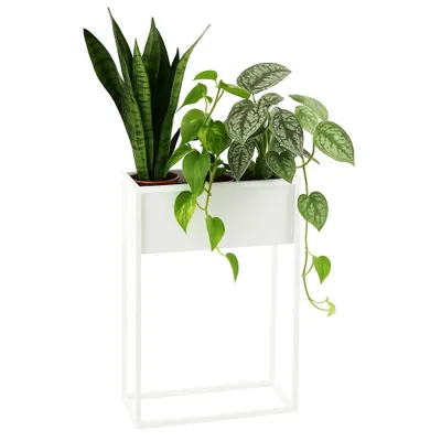 Produktbild von Jakpol Blumenständer, Modern Pflanzenständer für das Haus, Metall Ständer, Loft Box, Pulverbeschichtet, 60x40x21cm, Weiß