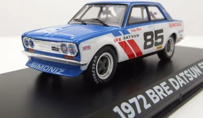 Image de Greenlight Collectibles 86345 Datsun 510 BRE #85 1972 bleu blanc rouge Bobby Allison 1:43