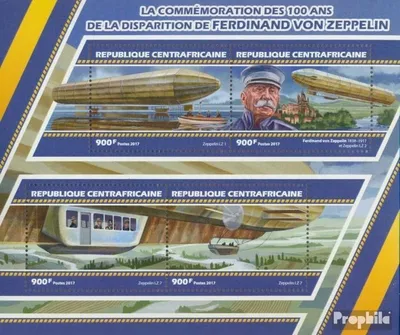 Produktbild von Briefmarken Zentralafrikanische Republik 2017 Mi 6920-6923 Kleinbogen (kompl. Ausgabe) postfrisch Ferdinand von Zeppelin