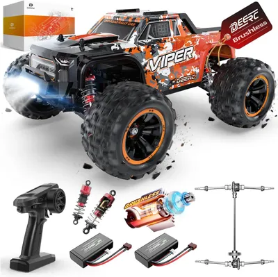 Produktbild von DEERC Ferngesteuertes Auto 1:16 Bürstenloser Motor 52 km/h, 4 WD Schnelles Rennauto mit 2 Akku für 40 Min. Laufzeit, 2.4-GHz RC Auto