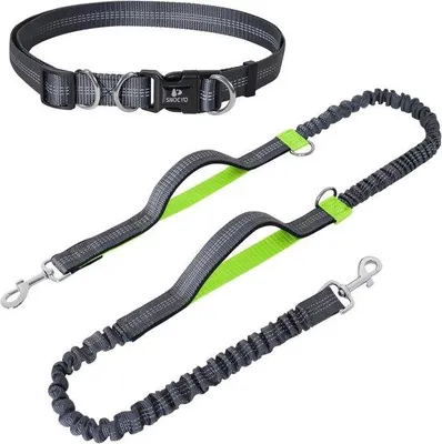 Produktbild von Famanu Joggingleine für Hunde - Verstellbare Leine mit Doppeltem Handgriff und Taillengurt