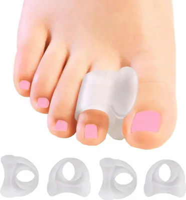 Produktbild von Zehenstrecker, 4x Gel Zehenspreizer für Bunion Korrektur, überlappende Zehen, Hammerzehen, Krallenzehen, Hallux Valgus (Transparente Silikon Zehentrenner)