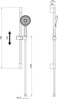 Obrázek produktu pro Sprchová souprava s posuvnou lištou 70 cm, zlatá matná