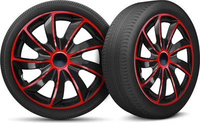 Produktbild von Auto Radkappen Radzierblenden 4er Set passend für alle Stahlfelgen - einstellbarer Sicherungsring - 14 Zoll - Schwarz Rot