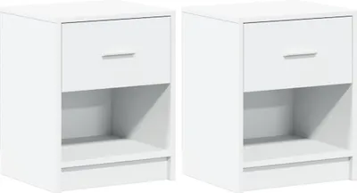 Image de Tables de chevet 2 pcs avec tiroir Blanc 40x34x50 cm