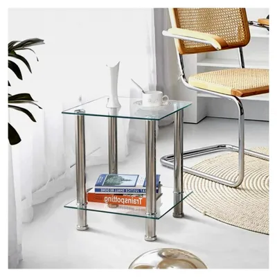 Produktbild von Glas Beistelltisch Kleiner Quadratischer Couchtisch Nachttisch