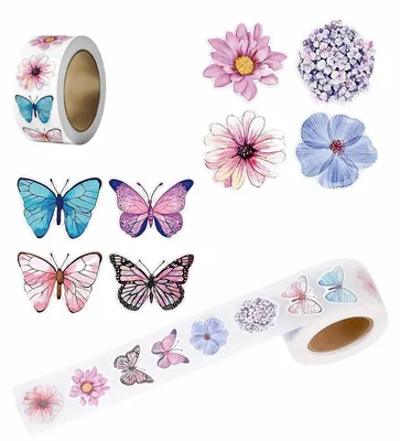 1000 Schmetterlingsaufkleber, Blumen, Aufkleberrollen, dekorativ, DIY