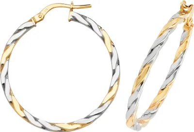 Produktbild von 9 Karat (375) Bicolor Gold Damen - Paar Creolen - 25mm; WJS15967