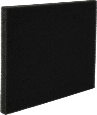 A black foam filter for a vacuum cleaner, shown from an angle against a white background.