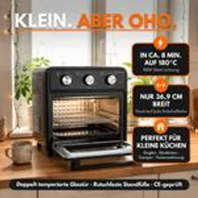 Immagine prodotto di Forno compatto Sommertal da 20 litri con ventilazione e friggitrice ad aria, forno da tavolo da 1800W, per cuocere, grigliare e preparare pizze, con funzione friggitrice ad aria, temperatura regolabile da 100 a 230°C