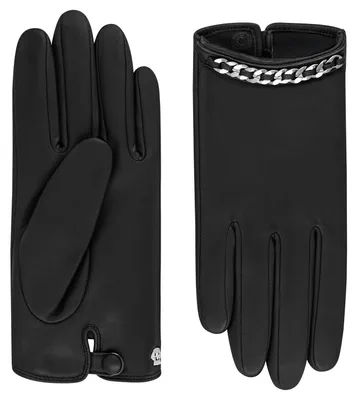Roeckel Leder Handschuhe Loiret mit Kette und Seidenfutter  in schwarz