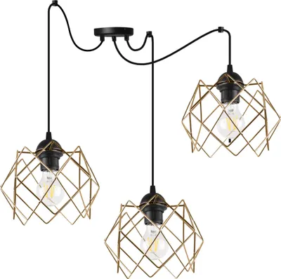 Image de Suspension Stella araignée 3 flammes verre or E27