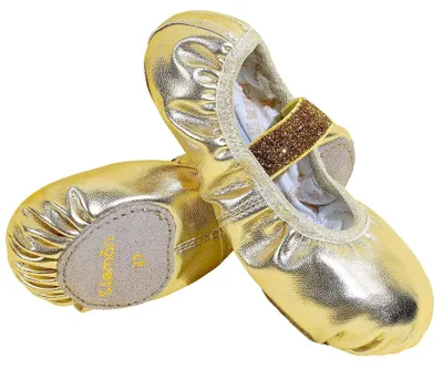 Produktbild von s.lemon Leder Ballettschuhe,Geteilte Sohle Glitzer Gold Tanzschuhe Ballettschläppchen für Mädchen Damen Gold 34 – Größe 34 EU