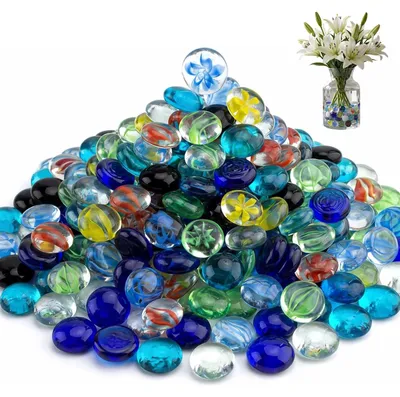 Glassteine 200 Stück, bunt, rund, 17-20 mm, 900 g, Dekosteine