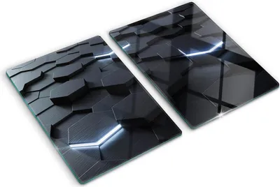 Produktbild von Tulup Glas Herdabdeckplatte - 2x40x52 cm - Glaskeramikkochfeld-Abdeckung Spritzschutz Glasabdeckplatte Kochplattenabdeckung und Schneidebrett - Zweiteilig - Kunst: modern & klassisch - Abstraktion - Schwarz