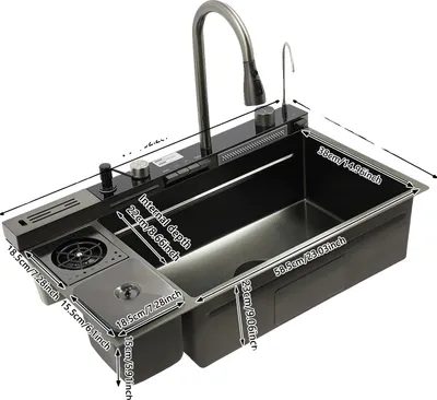 Produktbild von Küchenspüle, Multifunktionales Design, Digitalanzeige, Grau