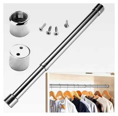 Produktbild von Verstellbare Teleskopstange für Kleidung, Edelstahl 31-51cm, Klemmstange ohne Bohren für Garderobe