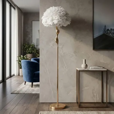 Obrázok produktu pre Stojacia lampa s bielym perím ø 50x165 cm