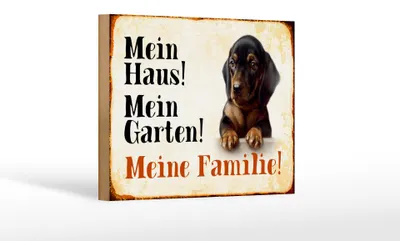 Produktbild von Holzschild Hund 18x12cm Dackel mein Haus Garten Familie
