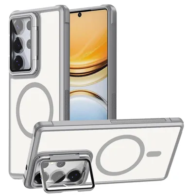 Immagine prodotto di Custodia protettiva per Samsung Galaxy S26 Ultra, anello metallico per ricarica wireless, protezione pieghevole per fotocamera, supporto in vetro