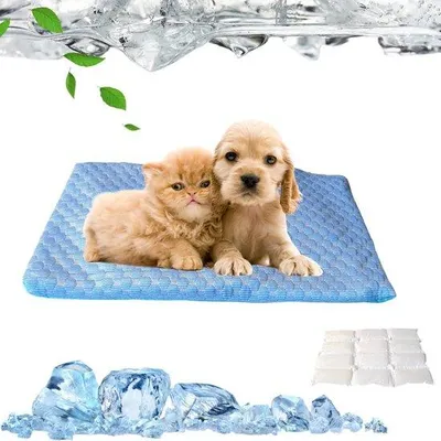 Produktbild von Kühlmatte für Hunde und Katzen - Dauerhafte Selbstkühlmatte - Giftfreie Gel - Kühlung in heißer Sommerzeit - Blau - S-Größe