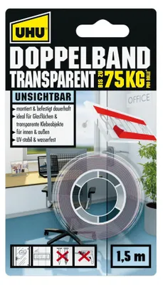 Produktbild von UHU Montageband doppstg 1,5 m x 19 mm bis zu 75 kg unsichtb.