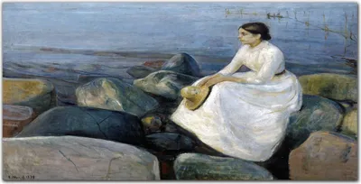 Produktbild von Coloray - Bild aus Glas - Glasbilder - 100 x 50 cm - Küche Wanddekoration Dekoration Wohnzimmer Gehärtetes Glas Glasblock mit Bild - Strand Sommernacht Edvard Munch