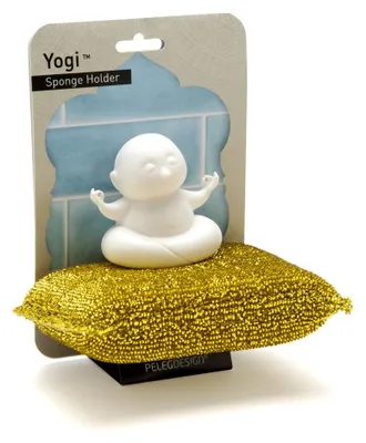 Produktbild von PELEG DESIGN - Schwammhalter Yogi | Lustiges Spülschwamm Abtropfgestell | Küchen Organizer | Halterung mit Saugnapf für Küche & Bad im Buddha-Stil | Mit goldenen Schwamm | Geschenk für Geburtstag