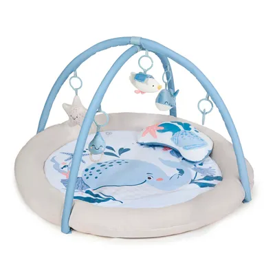 Produktbild von Kinderkraft COZYPLAY - Lernmatte 2-in-1 - Hellgrau - Plüschweich - Fördert Entwicklung - Inkl. 2 Spielzeuge, Beißring, Spiegel - Nordic Breeze
